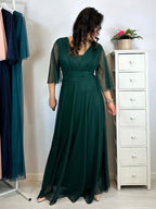 Abito cerimonia maxi tulle brilli con manica