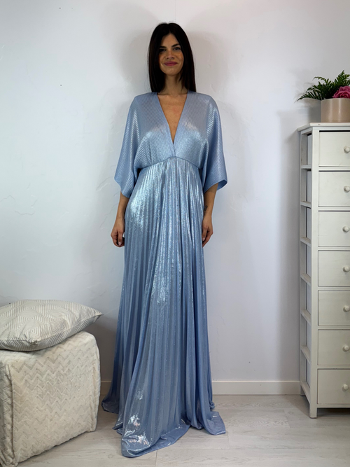 Abito cerimonia plisse con maniche pipistrello