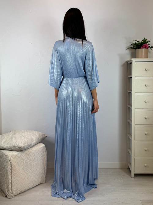 Abito cerimonia plisse con maniche pipistrello