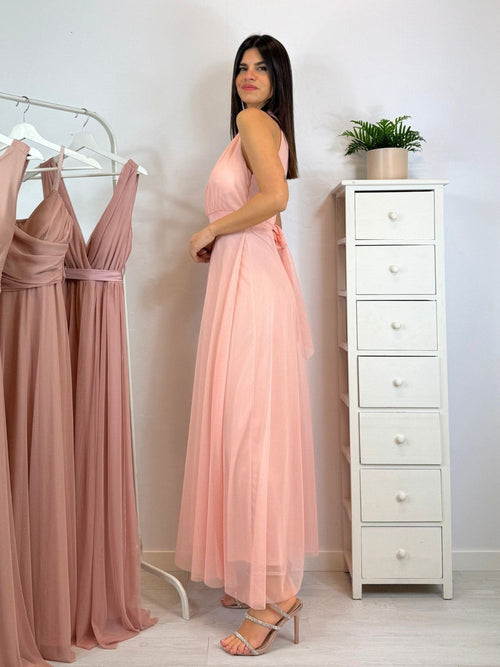 Vestito Giulia lungo tulle scollo americano