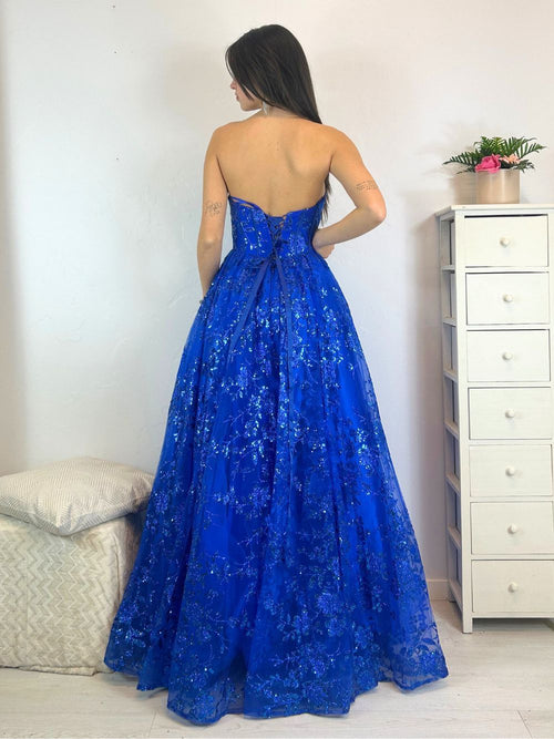 Abito cerimonia cenerentola fiori lurex tulle