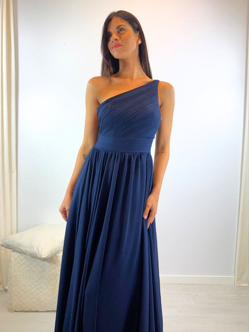 Abito cerimonia monospalla drappeggio