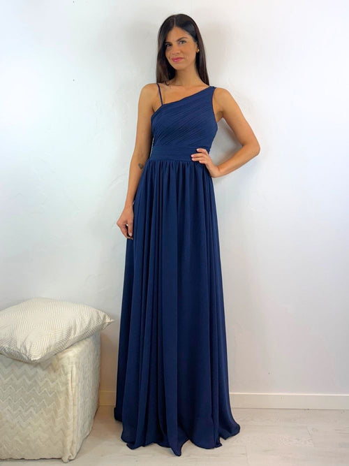 Abito cerimonia monospalla drappeggio