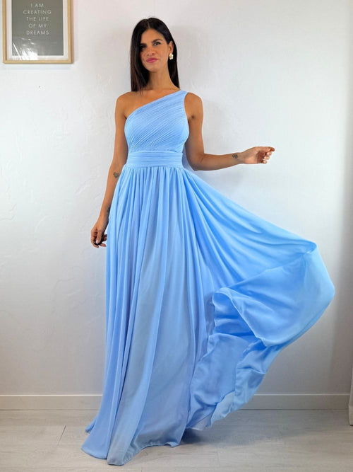 Abito cerimonia monospalla drappeggio
