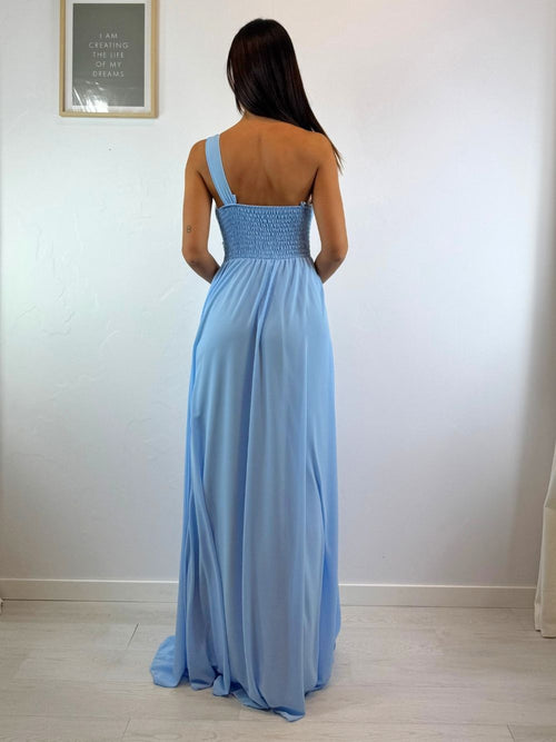 Abito cerimonia monospalla drappeggio