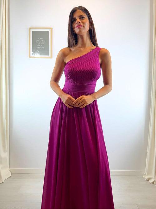 Abito cerimonia monospalla drappeggio