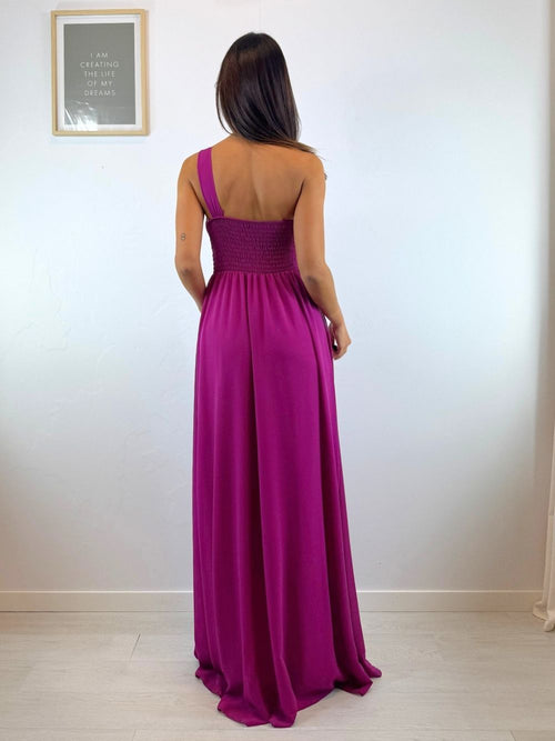 Abito cerimonia monospalla drappeggio