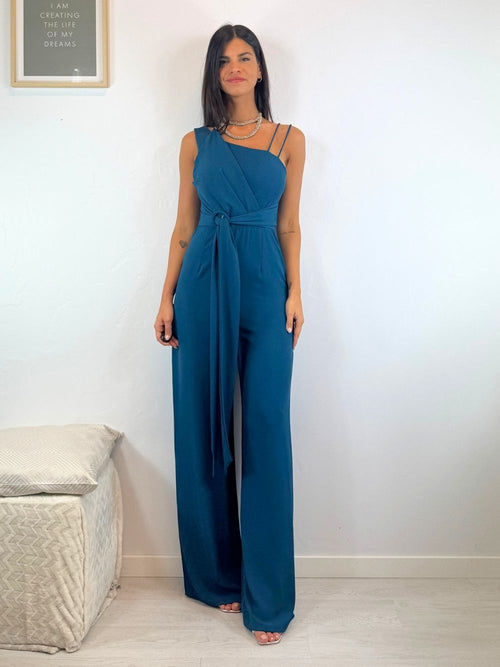 Tuta elegante pantalone palazzo e cintura