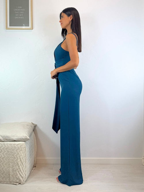 Tuta elegante pantalone palazzo e cintura