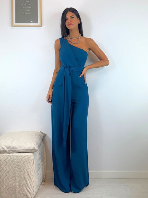 Tuta elegante pantalone palazzo e cintura