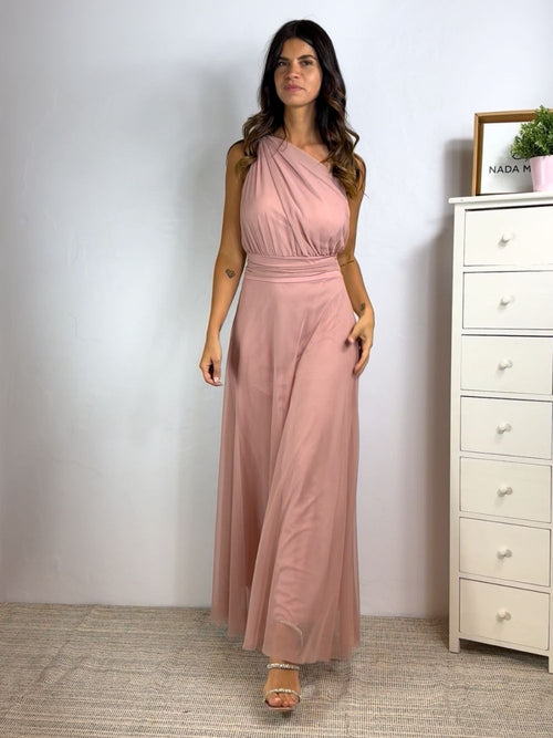 Abito cerimonia tulle monospalla