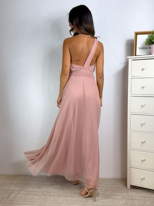 Abito cerimonia tulle monospalla