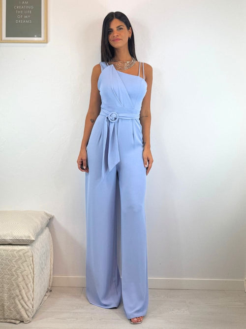 Tuta elegante pantalone palazzo e cintura