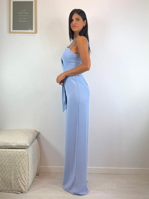 Tuta elegante pantalone palazzo e cintura