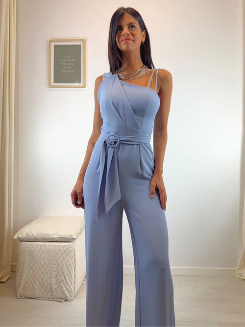 Tuta elegante pantalone palazzo e cintura