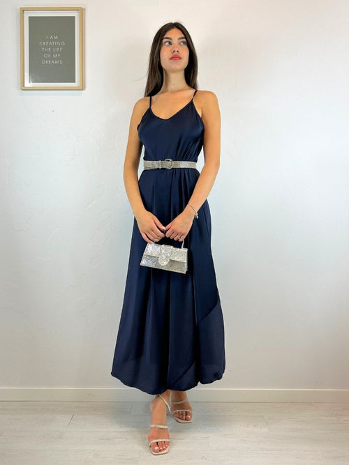 Vestito lungo raso svasato