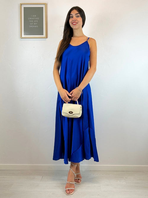 Vestito lungo raso svasato