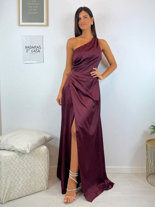 Vestito cerimonia monospalla raso