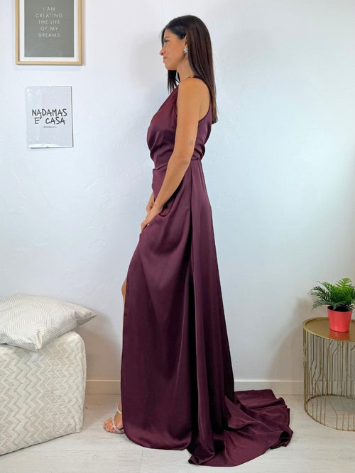 Vestito cerimonia monospalla raso