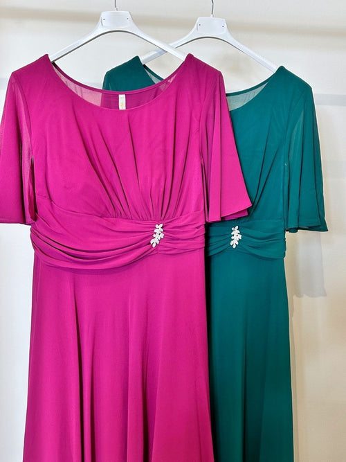 Abito cerimonia curvy gircollo vita arricciata