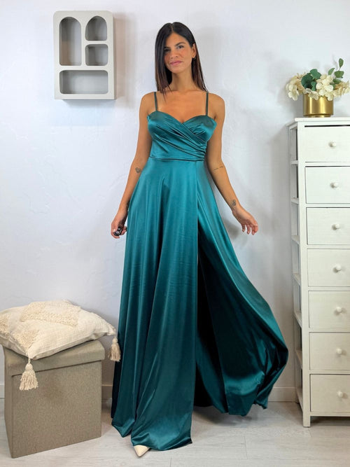 Vestito lungo scollo incrociato morbido