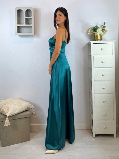 Vestito lungo scollo incrociato morbido