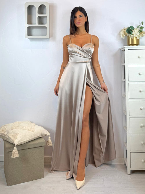 Vestito lungo scollo incrociato morbido