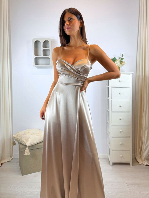 Vestito lungo scollo incrociato morbido