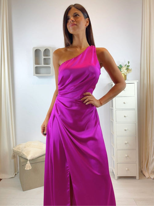 Vestito cerimonia monospalla raso