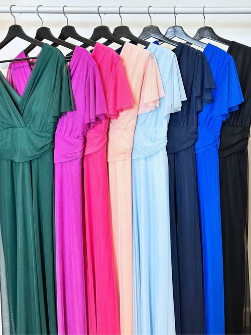 Abito cerimonia tulle manica maxi
