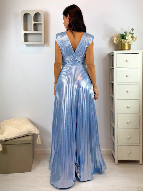 Abito cerimonia plisse scollo v