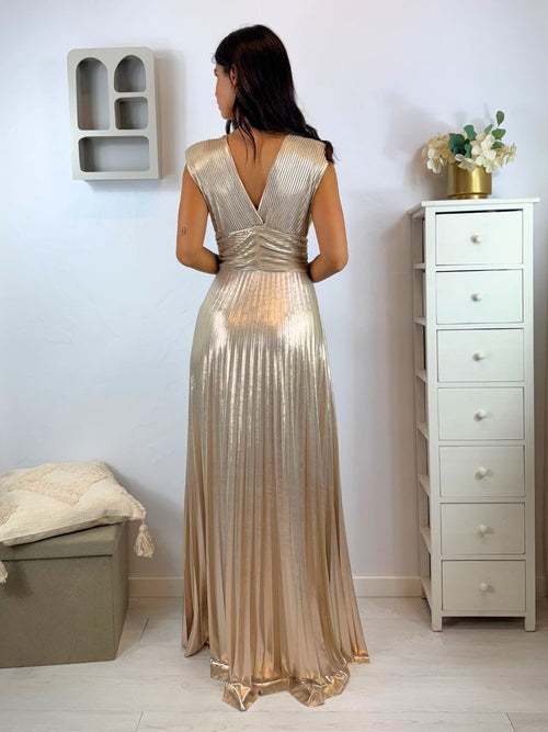 Abito cerimonia plisse scollo v