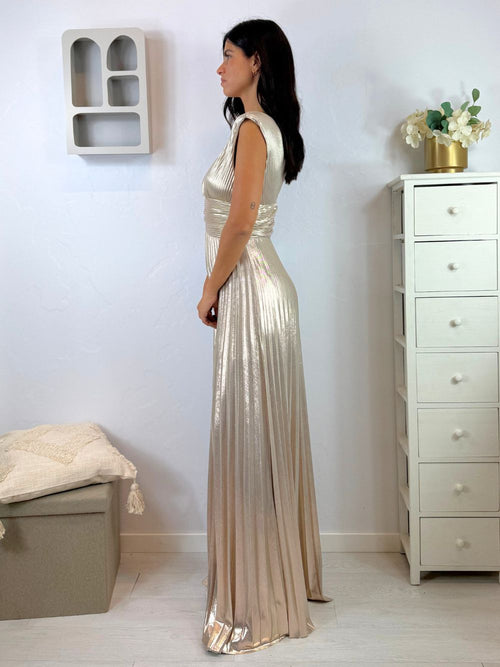 Abito cerimonia plisse scollo v