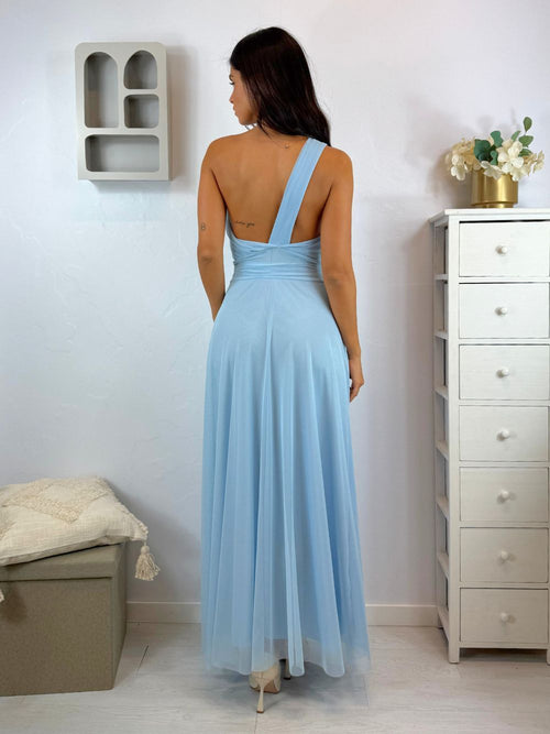 Abito cerimonia tulle monospalla