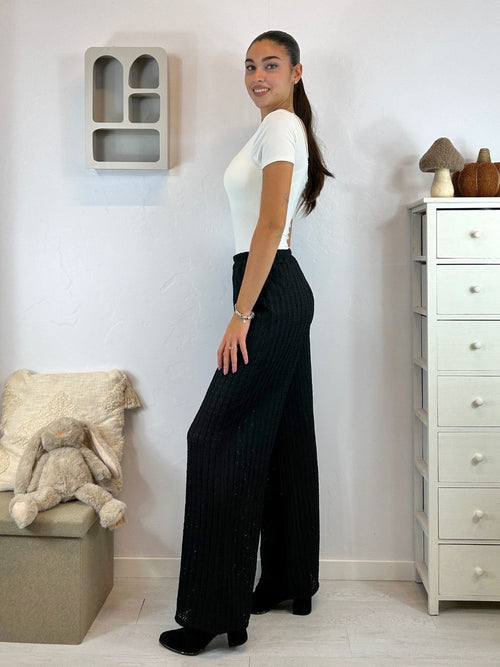 Pantalone palazzo tessuto lavorato