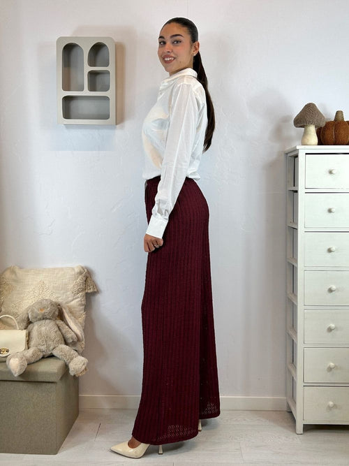Pantalone palazzo tessuto lavorato