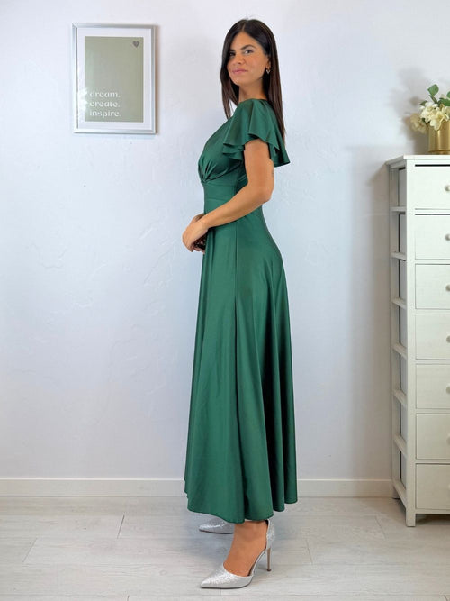 Vestito lungo raso manica corta