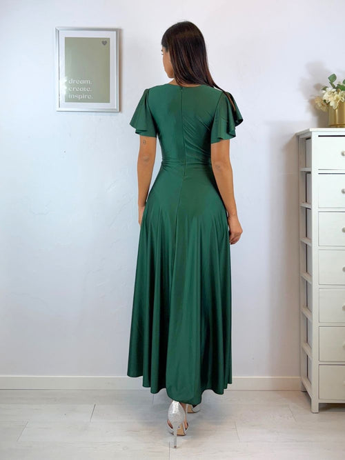 Vestito lungo raso manica corta