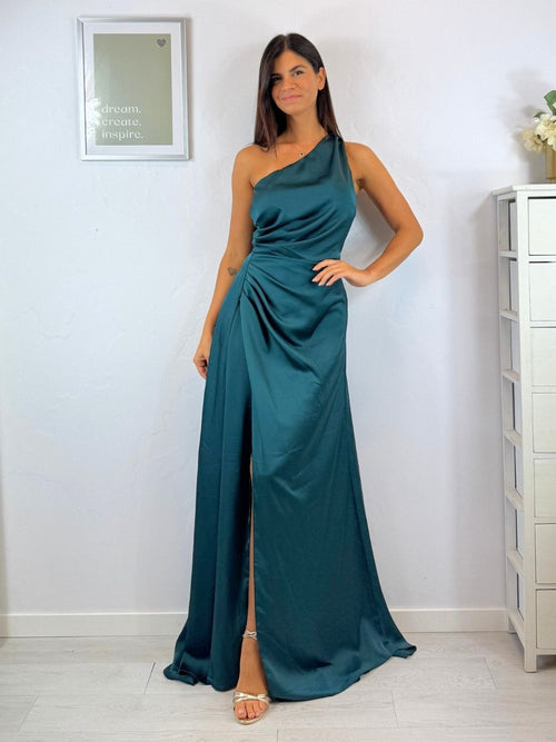 Vestito cerimonia monospalla raso
