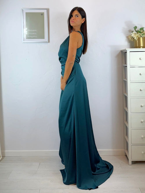 Vestito cerimonia monospalla raso