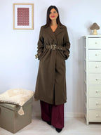 Cappotto lungo doppiopetto con cintura