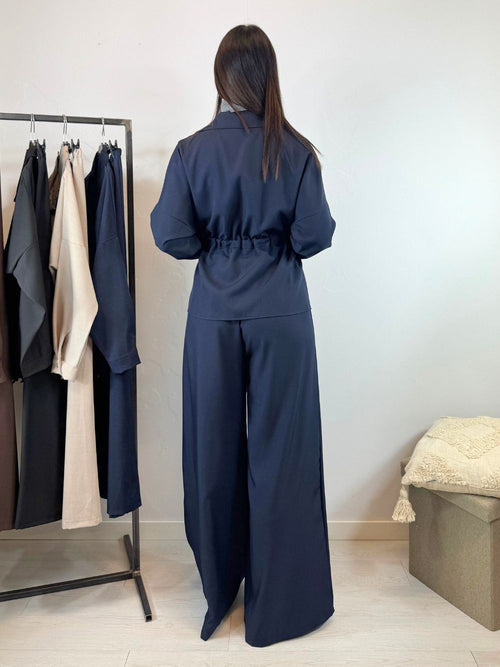 Completo camicia lunga arricciata e pantalone