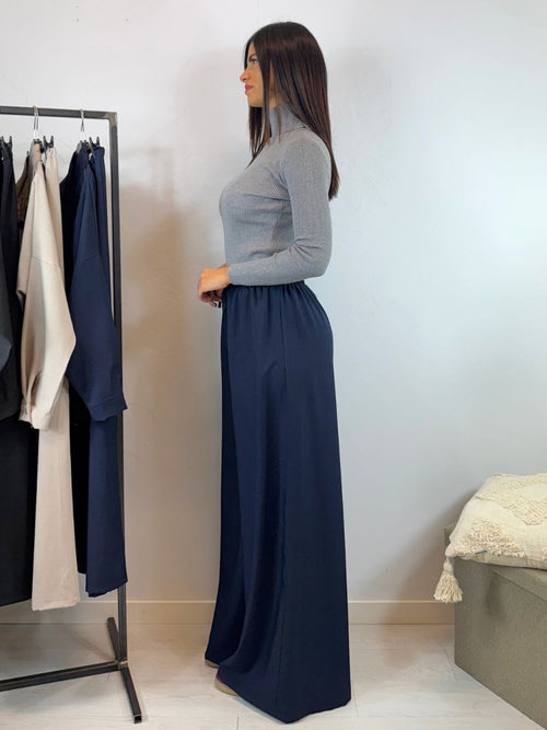 Completo camicia lunga arricciata e pantalone