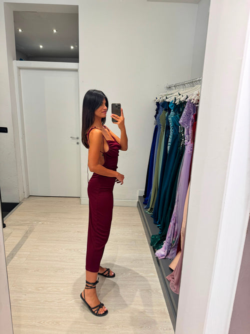 Vestito midi costine lacci e schiena nuda
