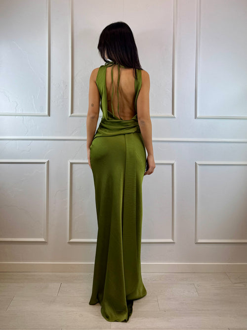 Abito cerimonia satin scollo schiena