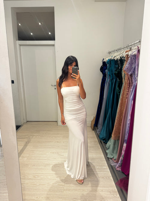 Vestito lungo arricciato con incrocio schiena