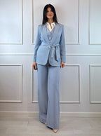 Giacca con cintura collo rever tondo