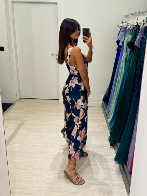 Vestito lungo scollo V fantasia mix