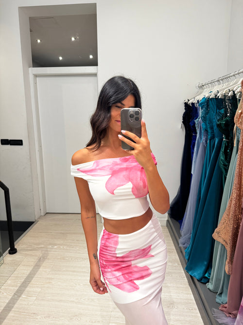 Completo tulle fantasia top e gonna
