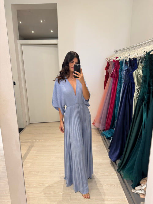 Abito cerimonia maglia plisse lurex manica